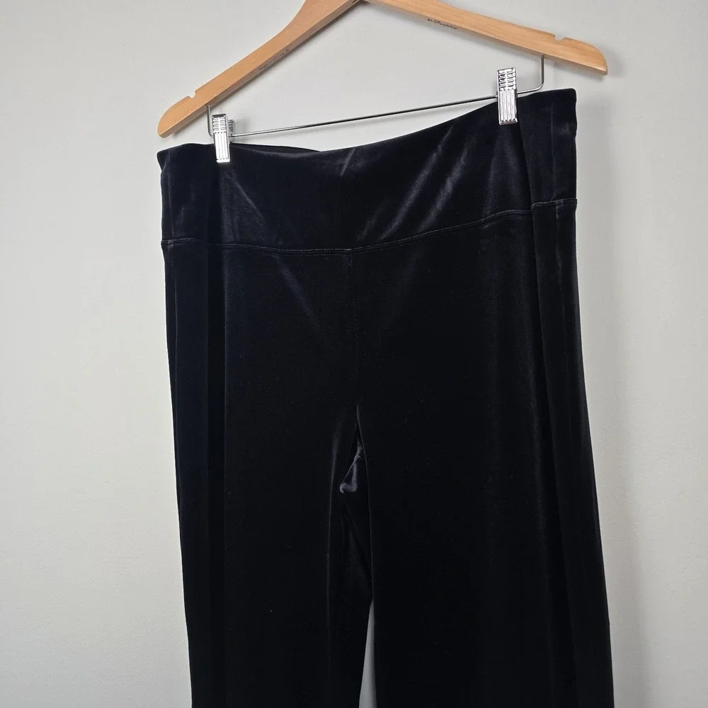 J. Jill Wearever Collection Black Velvet Smooth-Fit Wide Leg Pants Size‎ L – NWT